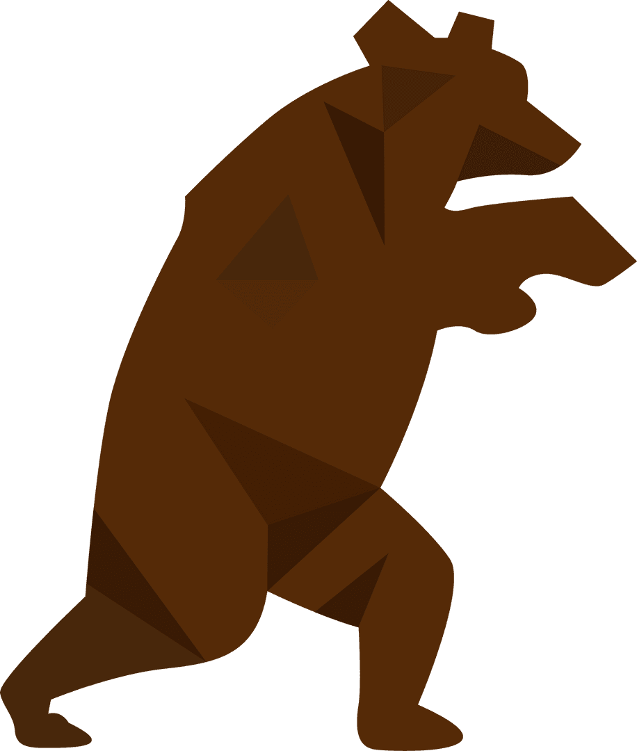 Geometric Polygonal Bear in Flat Vector Style on Transparent Background