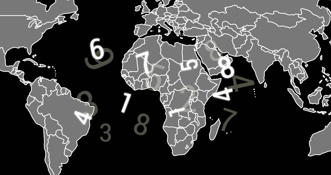 World Map with Numbers Illustrating Global Data Processing - Free Images, Stock Photos and Pictures on Pikwizard.com
