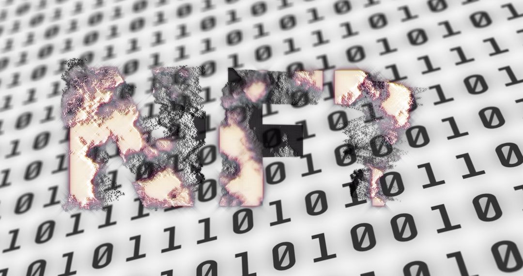 NFT Concept Rendered Over Digital Binary Code Background