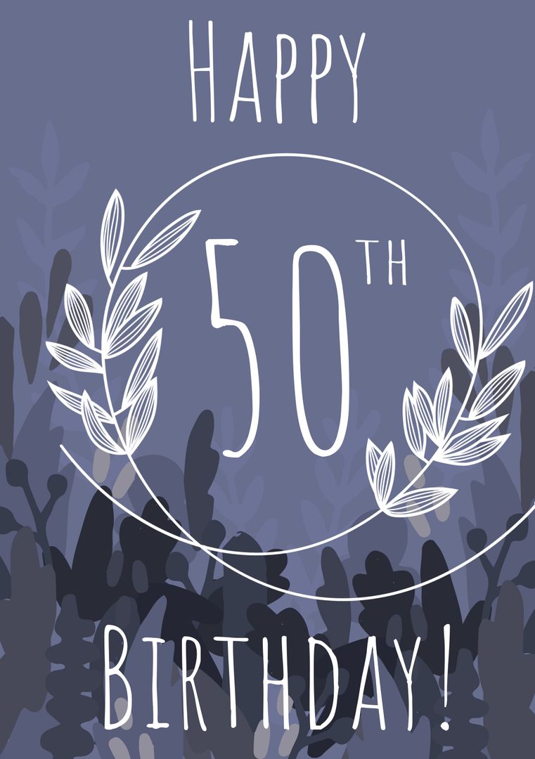 Elegant Laurel Wreath Design for 50th Birthday Celebration - Download Free Stock Templates Pikwizard.com