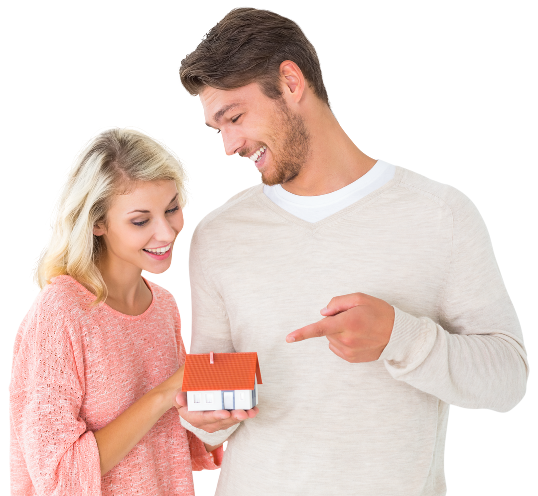 Couple Holding Miniature House Model, Real Estate Concept on Transparent Background - Download Free Stock Images Pikwizard.com