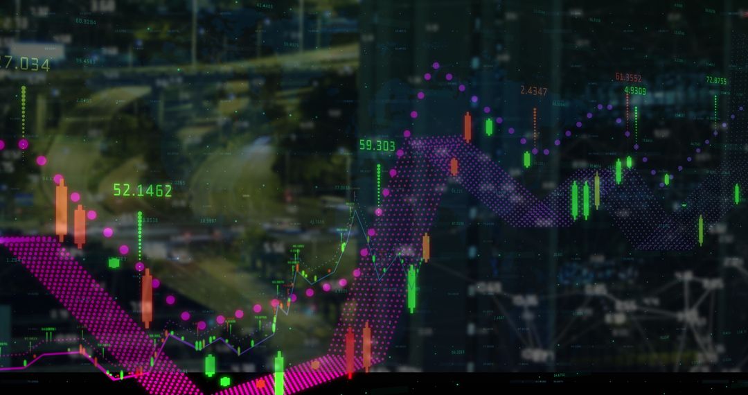 Dynamic Financial Graphs Over City Background