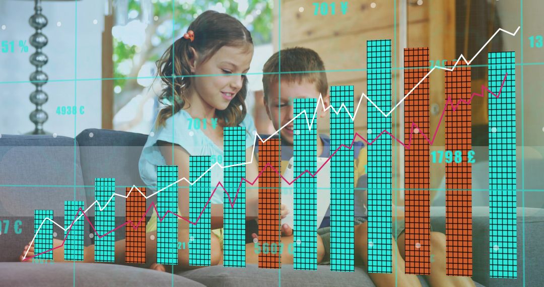 Children Engaged with Interactive Financial Display at Home