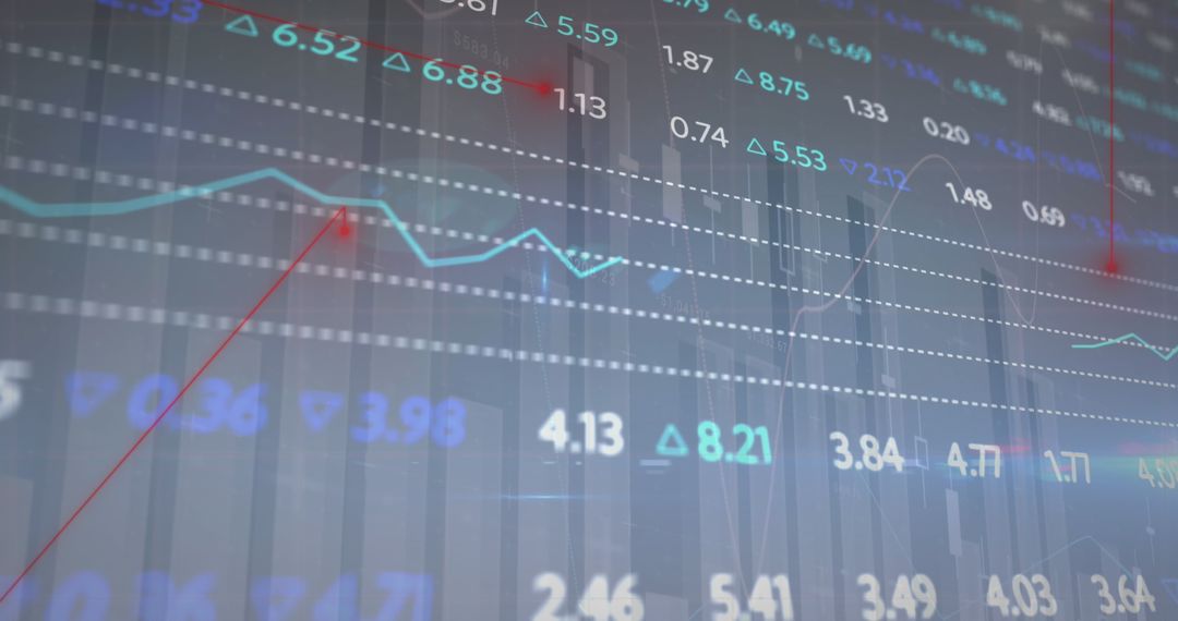 Digital Data Trends Overlaying Cityscape Indicating Business Growth