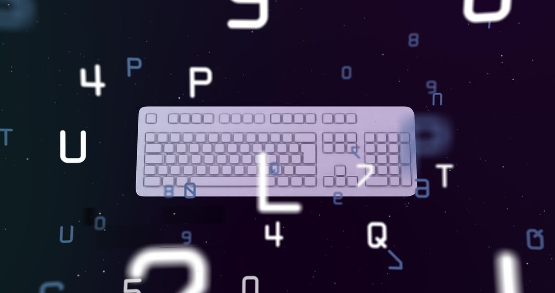 Digital Data Symbols Flowing Over Keyboard