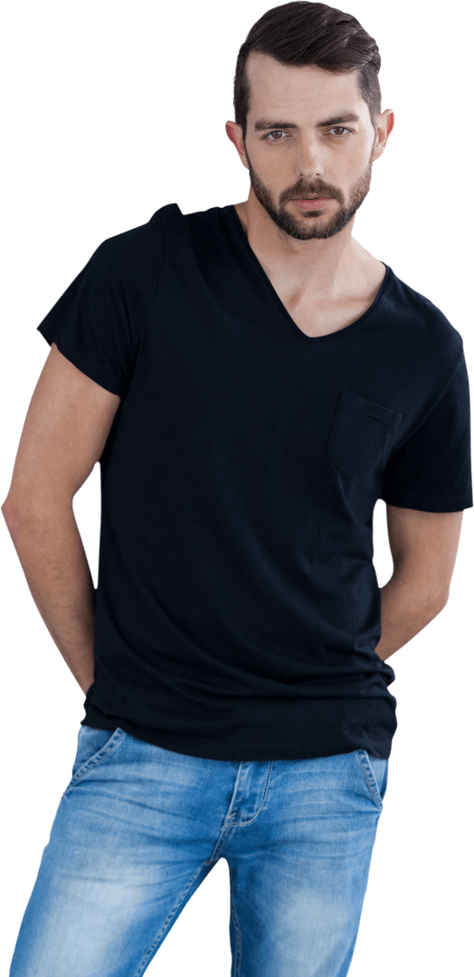 Transparent Fashionable Man Standing in Casual Attire