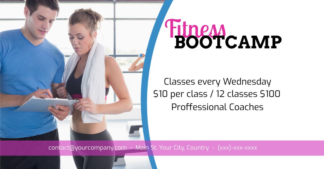 Fitness Bootcamp Promotional Flyer with Motivated Participant