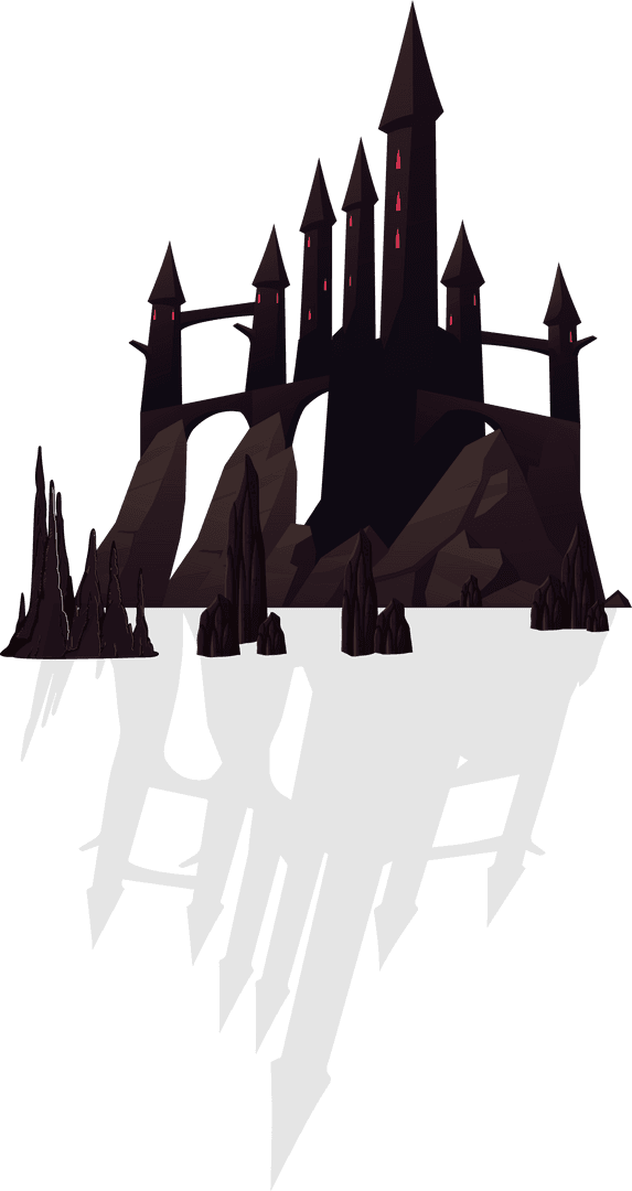 Gothic Castle on Floating Island with Shadow and Transparent Effect