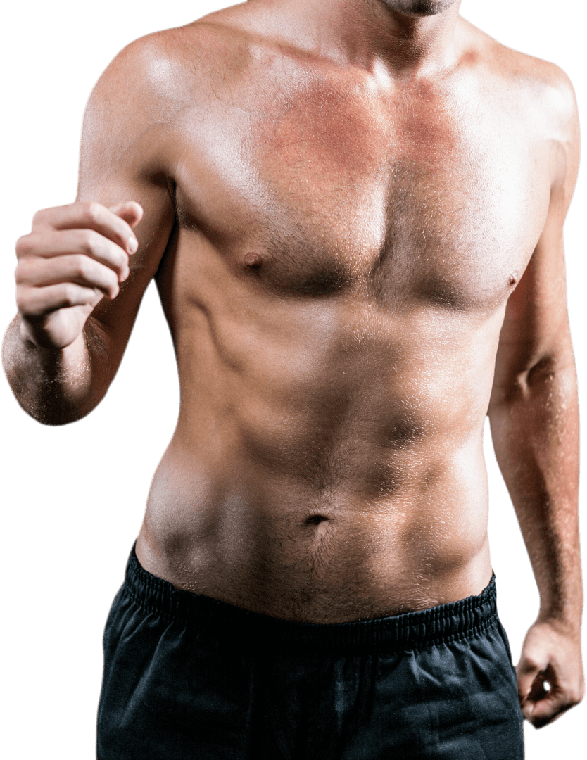 Transparent Midsection Shirtless Athlete Running1
