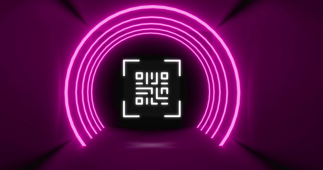 Futuristic Neon Arches with QR Code Concept