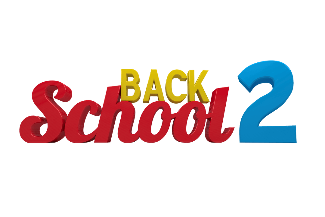Back to School 2 Text on Transparent Background