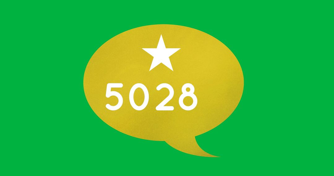 Yellow Speech Bubble with Star and Increasing Number on Green Background