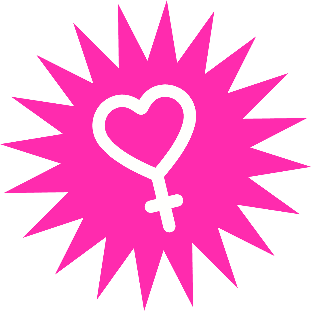 Transparent Heart Venus Symbol in Magenta Starburst Design