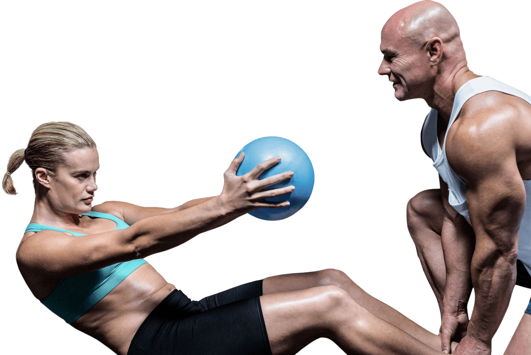Transparent Training Session with Medicine Ball Exercise