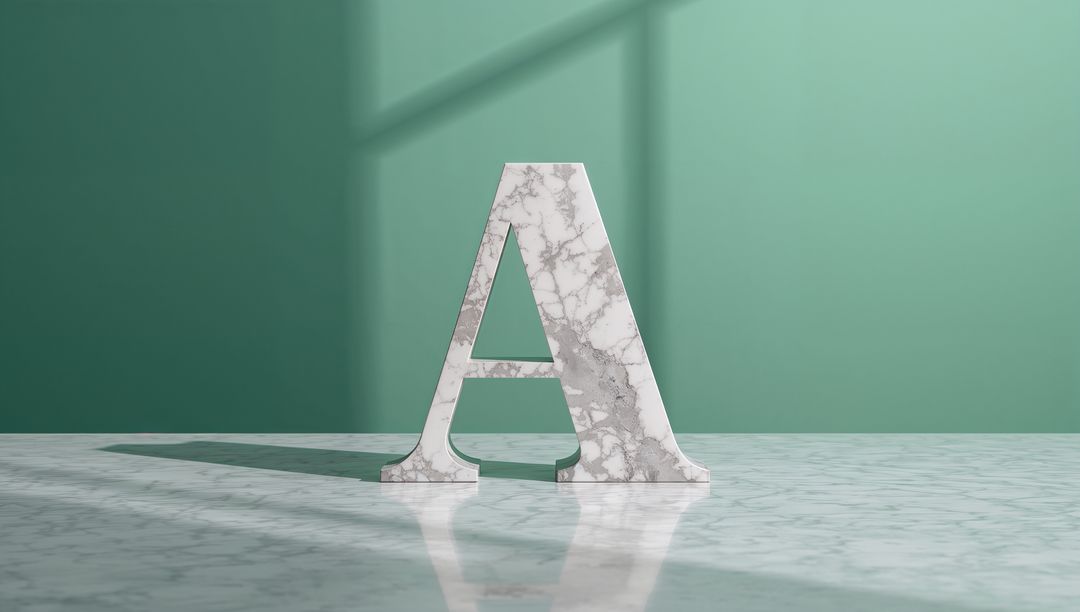 Marble Letter A in Sunlit Minimalist Interior