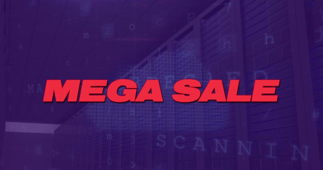 Mega Sale Concept with Digital Interface and Server Room