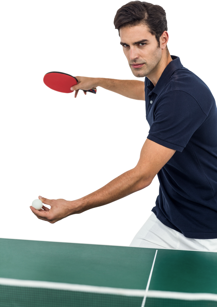 Confident Male Athlete in Action Playing Table Tennis - Transparent Background - Download Free Stock Images Pikwizard.com