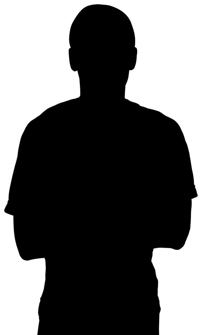 Silhouette of Man in Athletic Pose on Transparent Background