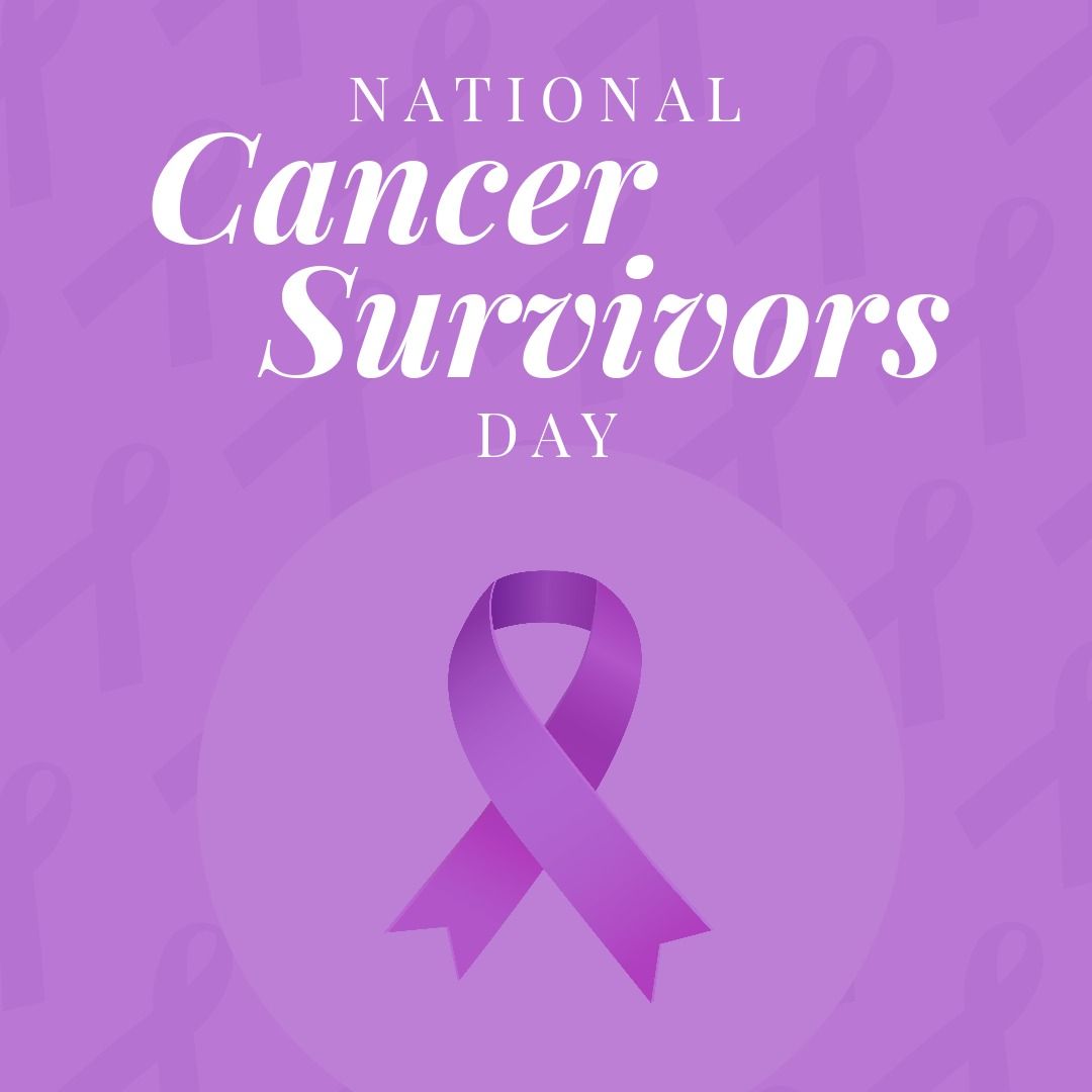 National Cancer Survivors Day over Purple Ribbon Background - Download Free Stock Templates Pikwizard.com
