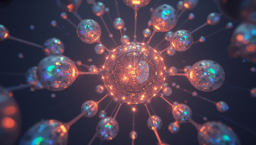 Futuristic Network of Interconnected Glowing Spheres