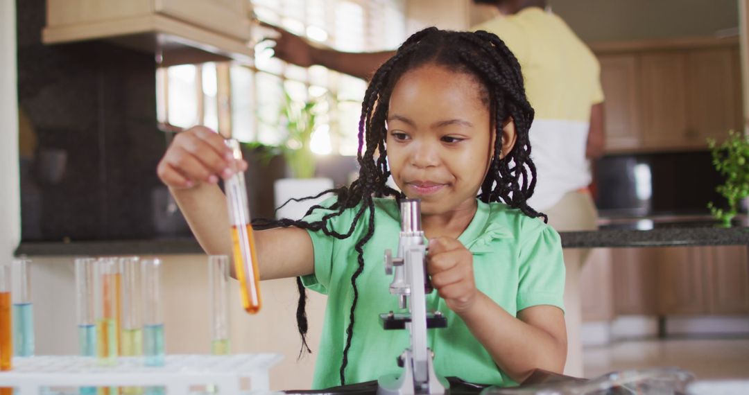 Curious Child Conducting Science Experiment at Home