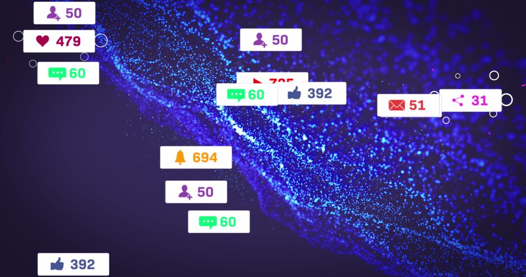 Social Media Notifications Over Abstract Digital Network