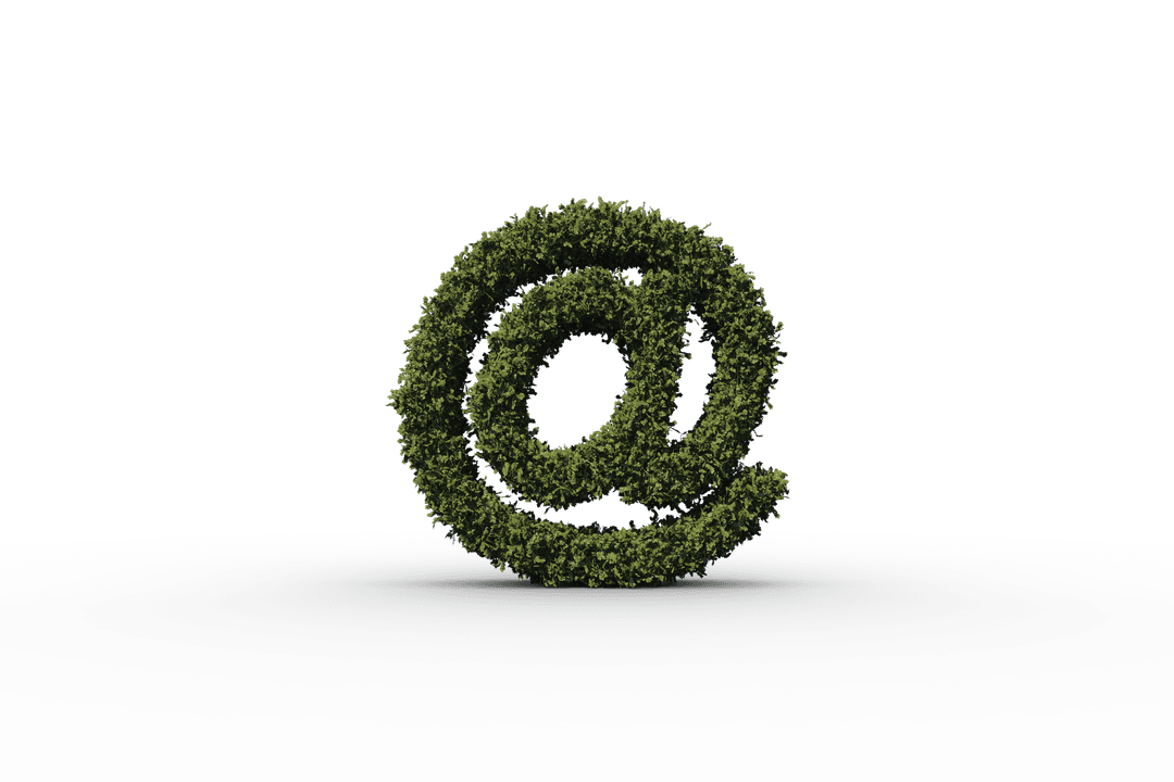 Eco-friendly Email Symbol with Grass on Transparent Background