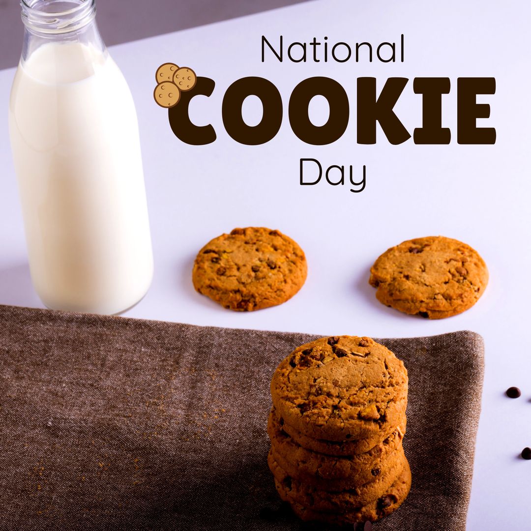 Celebrating National Cookie Day With Milk and Chocolate Chip Cookies - Download Free Stock Templates Pikwizard.com