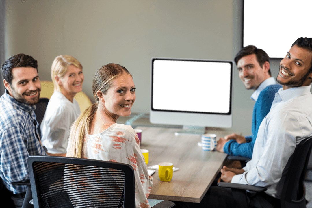 Transparent Smile on Professional Business Team Working at Office Desk