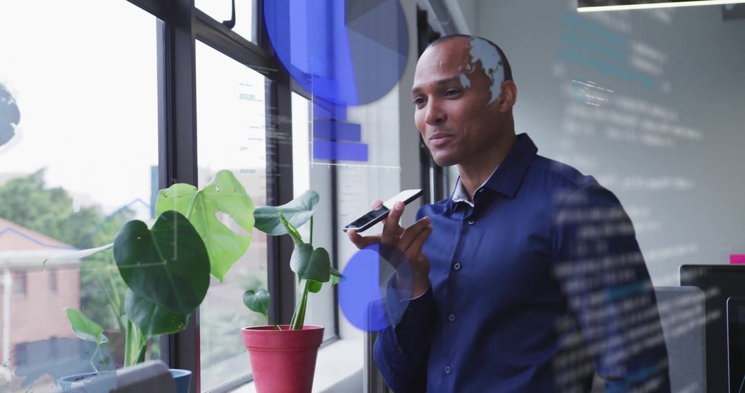 Professional Businessman Using Voice Command On Smartphone