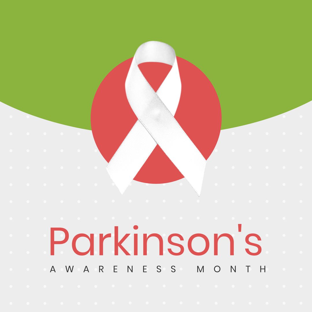 Parkinson's Awareness Month White Ribbon Design on Green