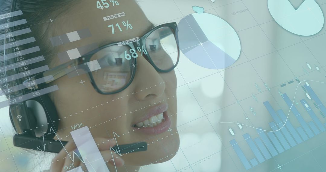 Business Professional with Data Analysis Overlay