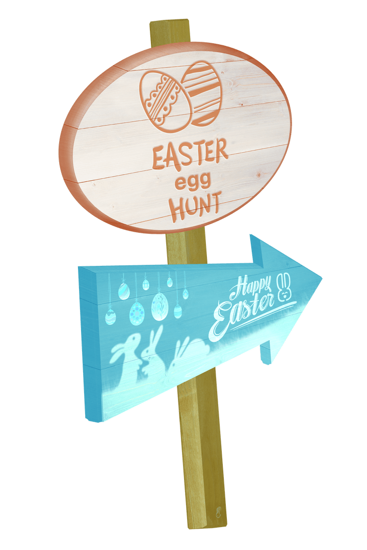 Transparent Easter Egg Hunt Arrow Sign for Festive Directions