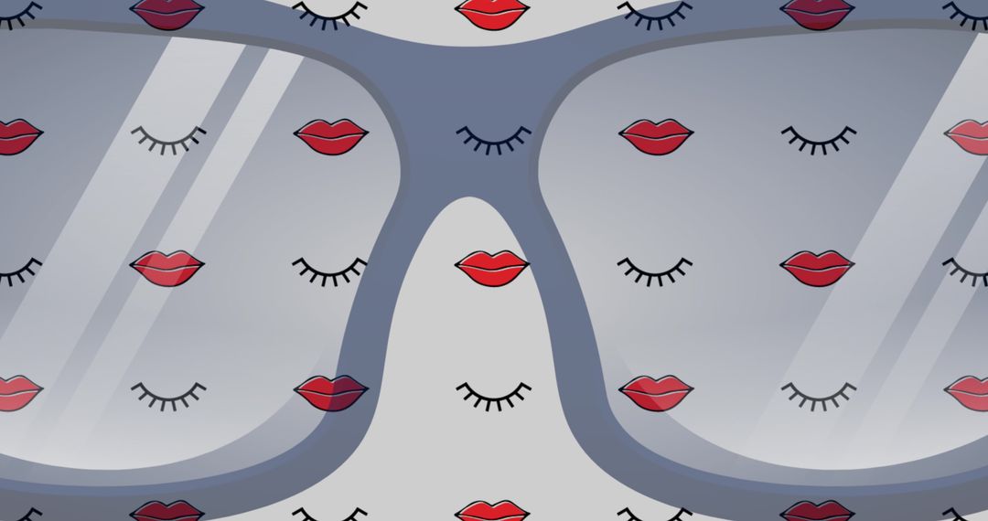 Trendy Glasses and Lip Icons with Scattered Eyelashes