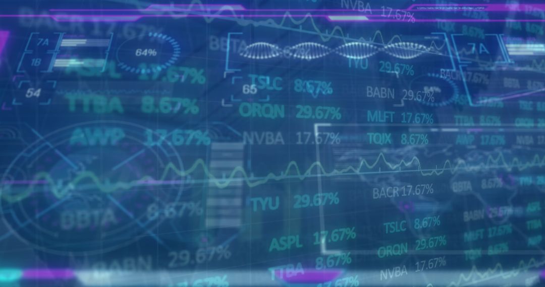 Digital Data Visualization on Blue Technological Background