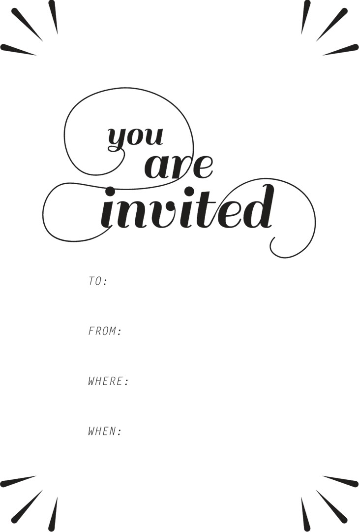 Abstract Invitation Template with Curvy Typographic Design