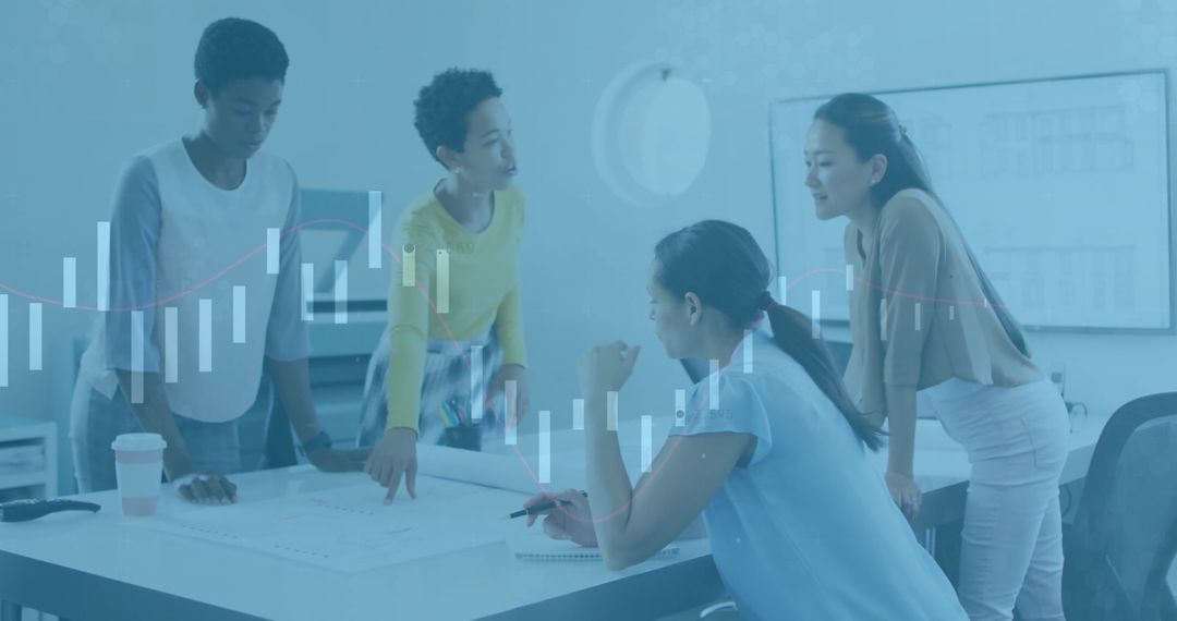 Diverse Team Analyzing Financial Data for Business Strategy