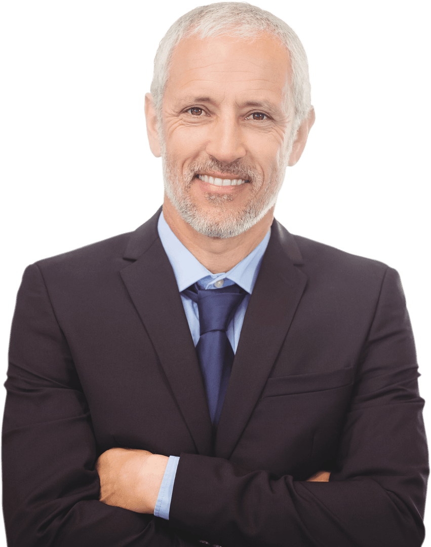 Confident Businessman Smiling with Arms Crossed Transparent Background