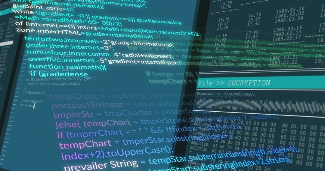 Coders Workstation Displaying Complex Programming and Encryption Code - Free Images, Stock Photos and Pictures on Pikwizard.com