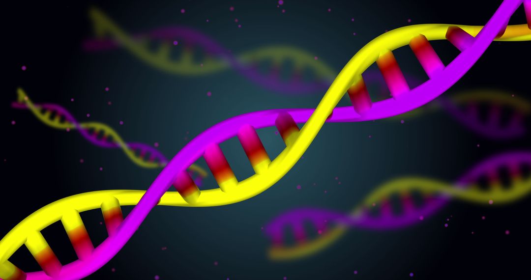 Vibrant DNA Helix on Dark Background Symbolizing Genetic Science