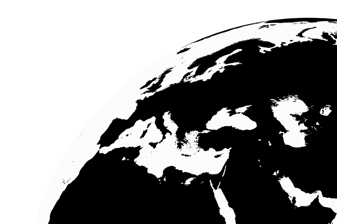 Monochrome Transparent Earth Globe with World Map