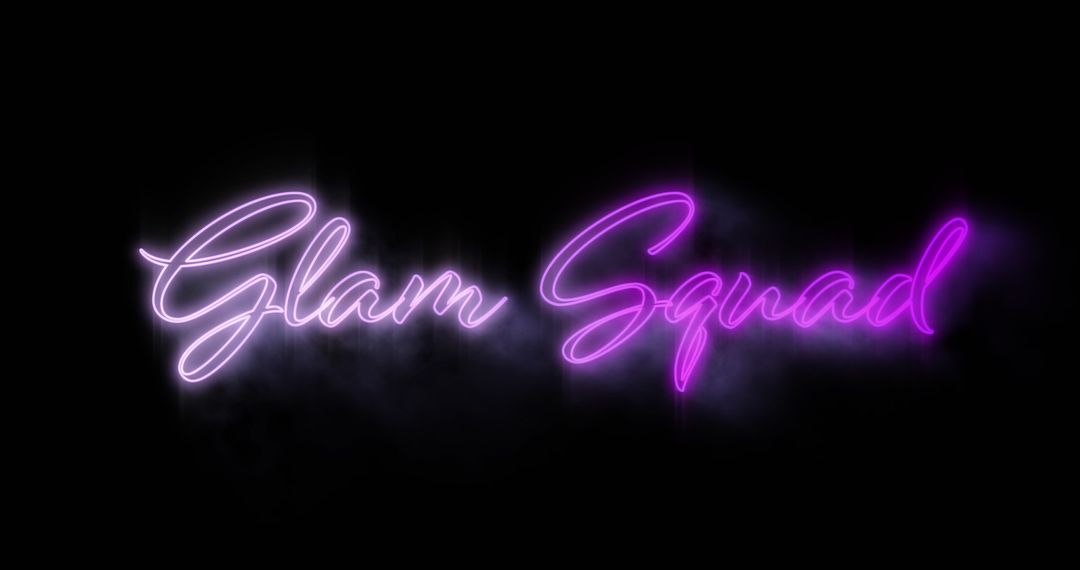 Purple Glam Squad Neon Billboard on Black Background - Free Images, Stock Photos and Pictures on Pikwizard.com