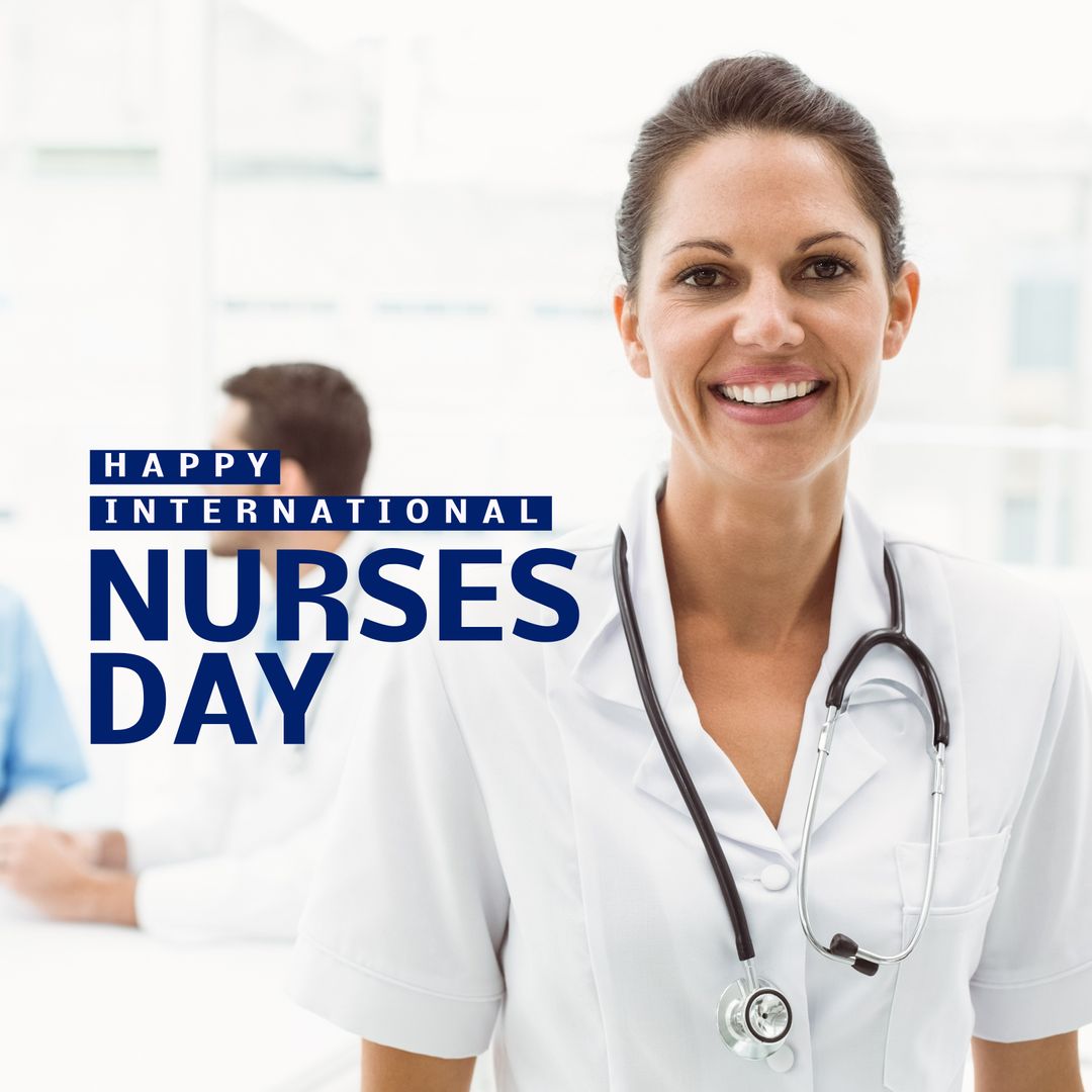 Happy International Nurses Day with Smiling Female Nurse - Download Free Stock Templates Pikwizard.com