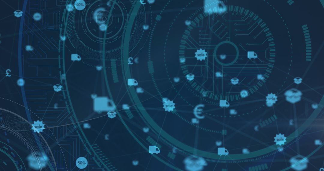 Digital shopping icons with connection network interface