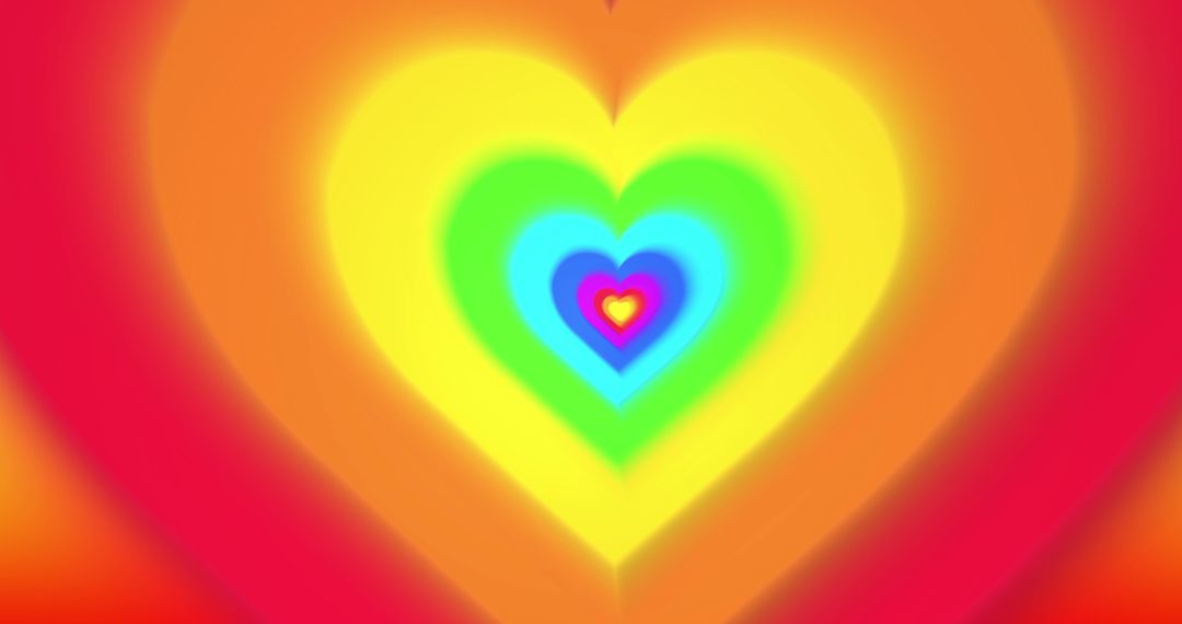 Vibrant Tunnel of Multicolored Hearts Displaying Love