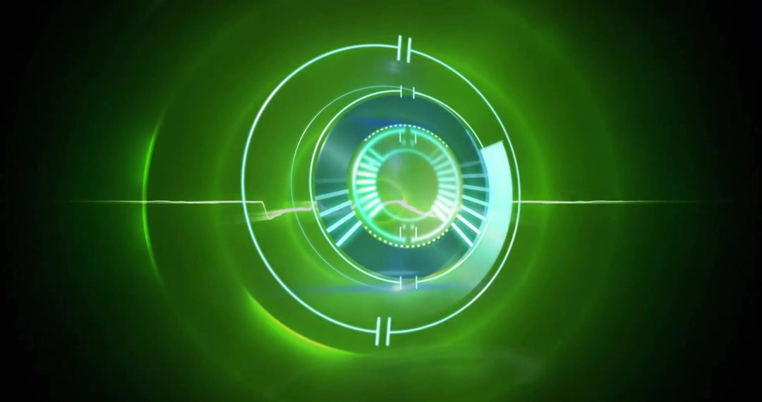 High-Tech Digital Interface with Green Circular Scanning Display