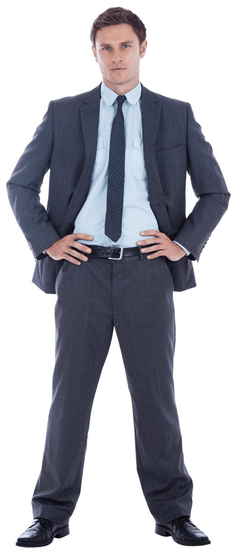 Transparent Businessman in Gray Suit with Confident Stance