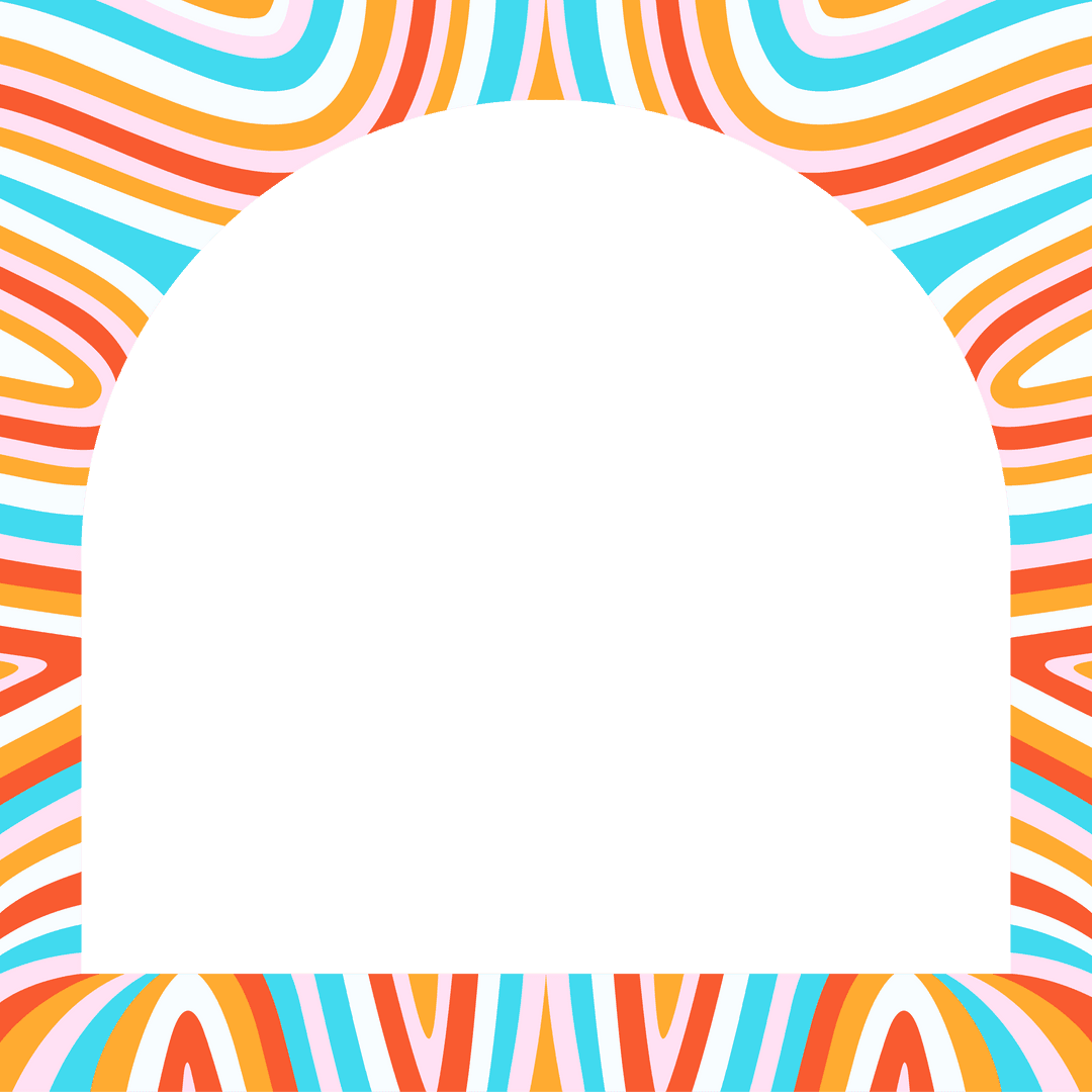 Transparent Retro Abstract Arch with Vibrant Flowing Stripes