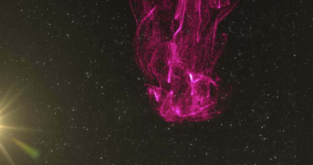 Digitized Red Wave Surrounded by Sparkling Stars in Cosmic Space