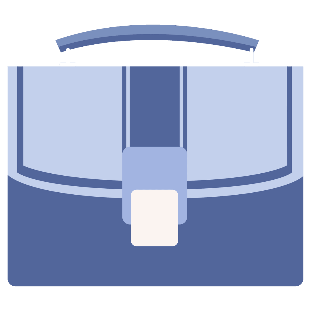 Stylish Blue Briefcase Icon on Transparent Background